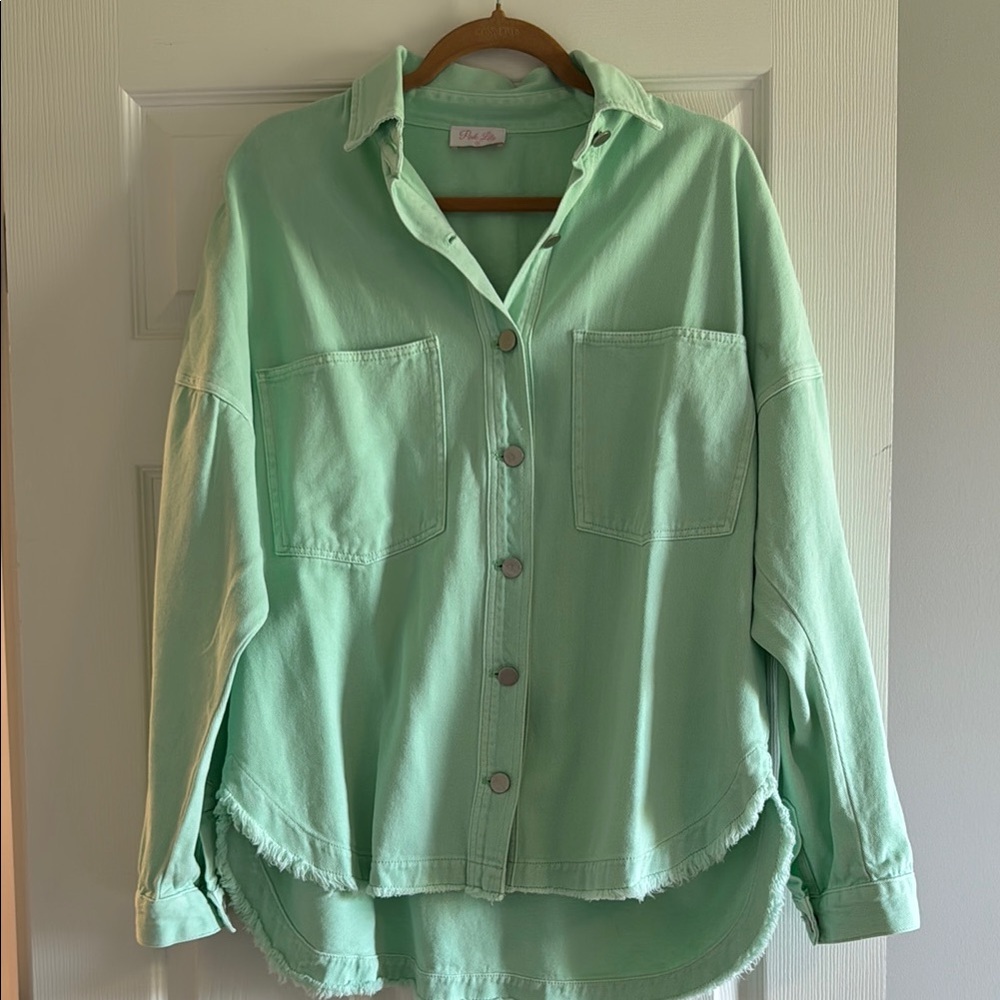 Frayed Hem Mint Green ‘Jean’ Jacket